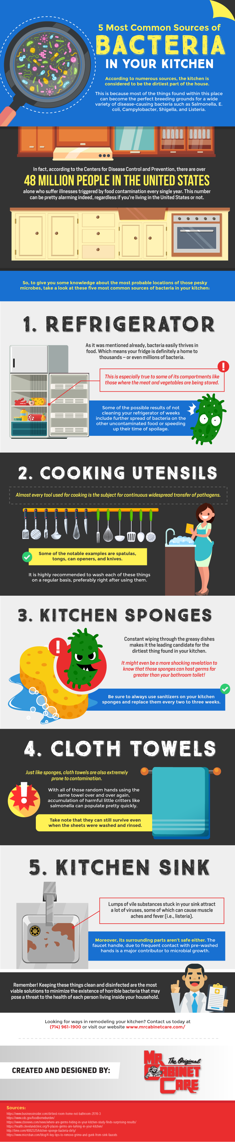 5 Most Common Sources Of Bacteria In Your Kitchen Infographic